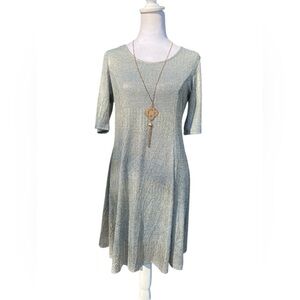 Espresso Gold Metallic Textured Mini Y2K 90s Dress Women's Size Medium